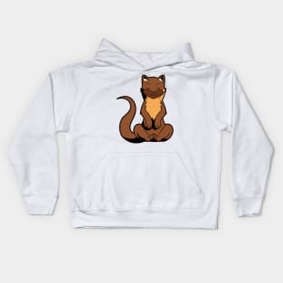 Cartoon ferret meditates with yoga Kids Hoodie